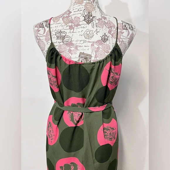 🛍️ TUCKER for Target Olive green and pink summer dress size M. - Picture 4 of 13